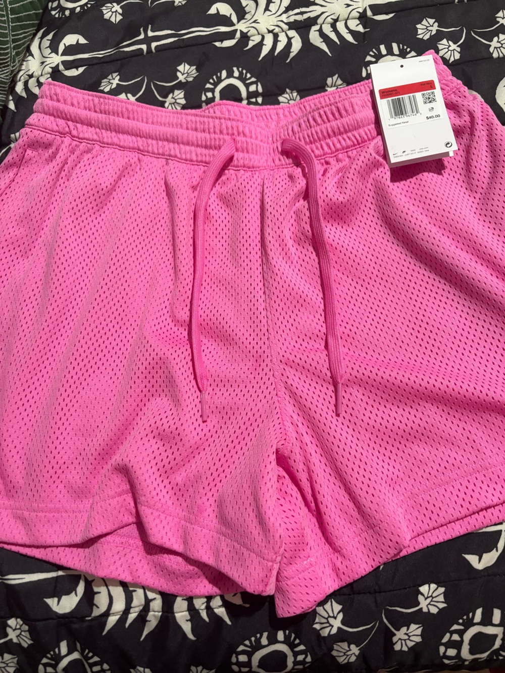Nike Bright Pink Athletic Mesh Shorts with Drawstring